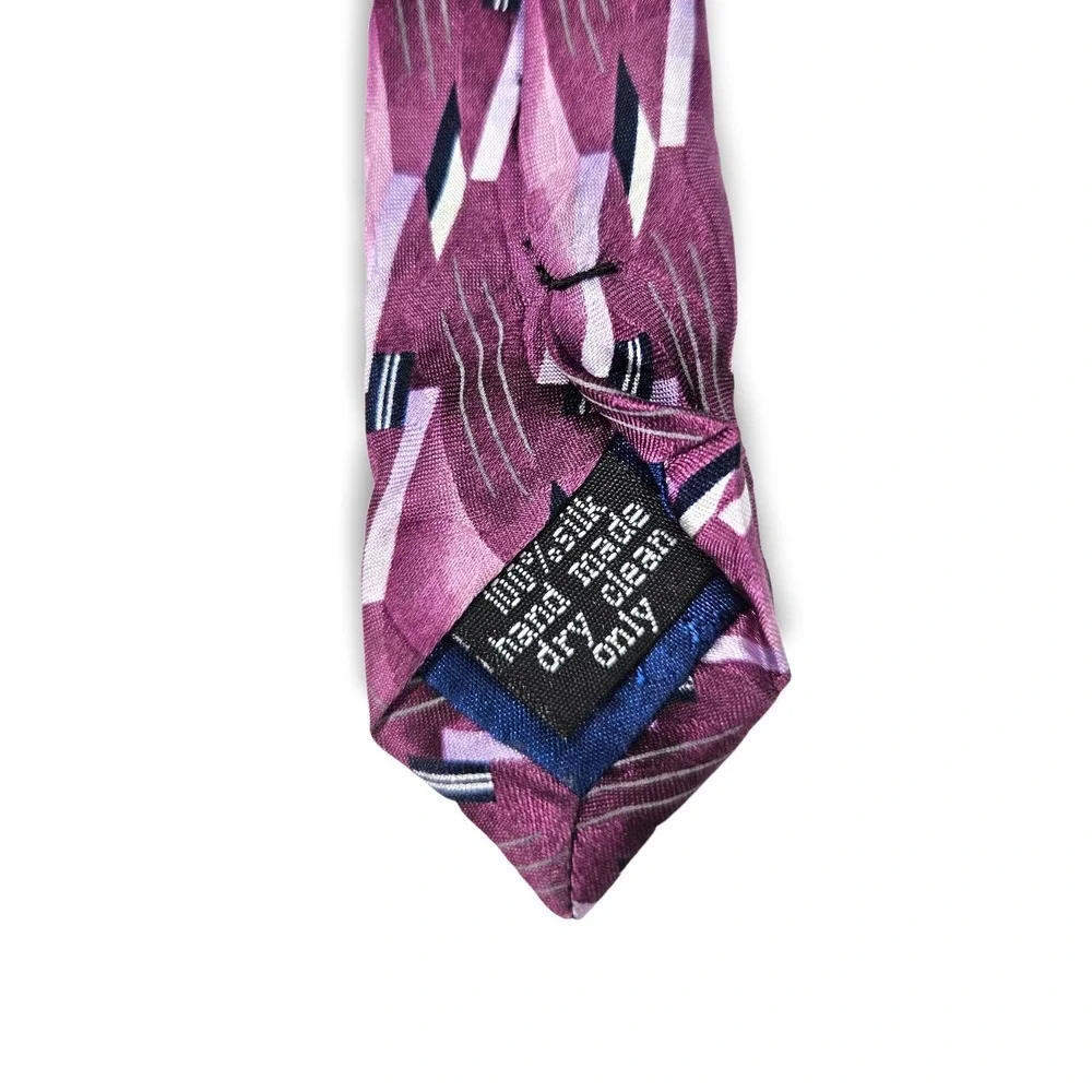 Carlo DeVenezia Silk Necktie Geometric‎ Abstract Purple Retro Office OS